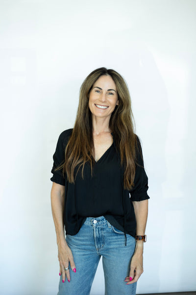 Black classic half sleeve blouse 