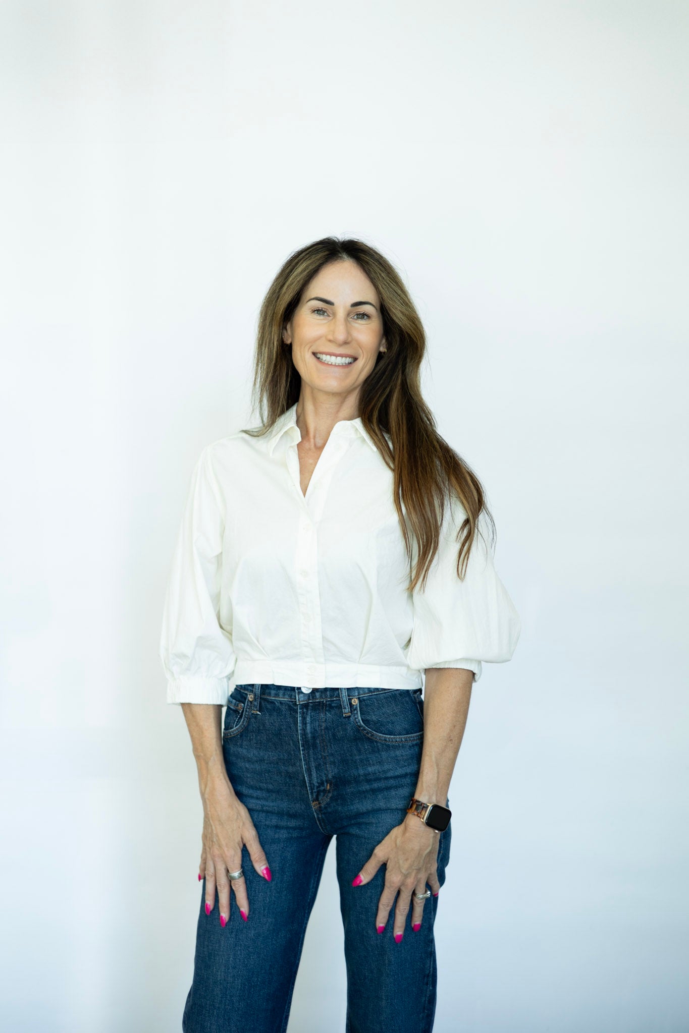 Cropped white button down