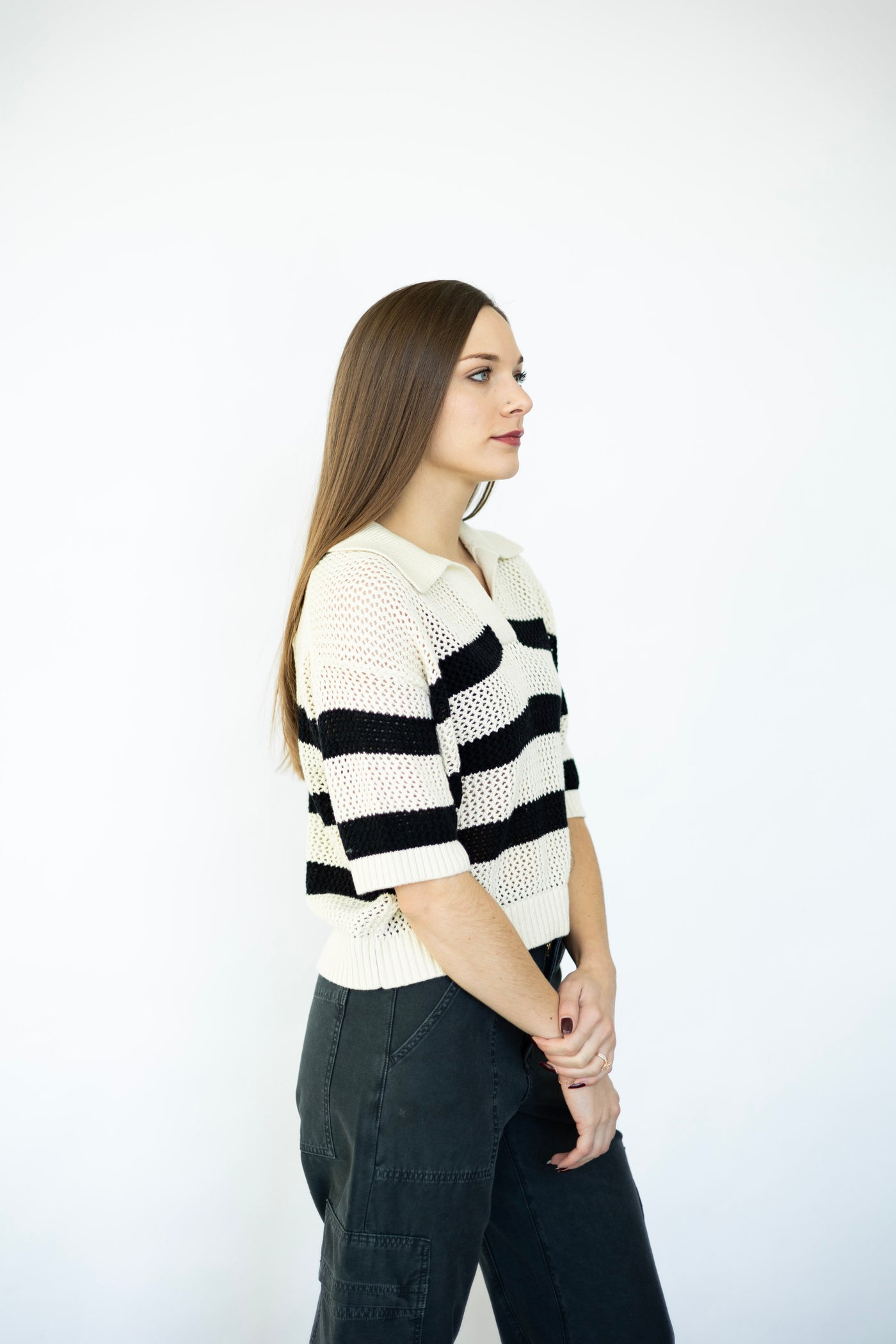 Women's short sleeve, knitted shirt