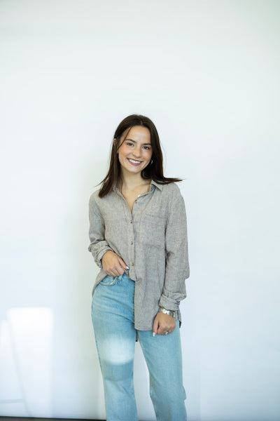Striped Linen button down for women