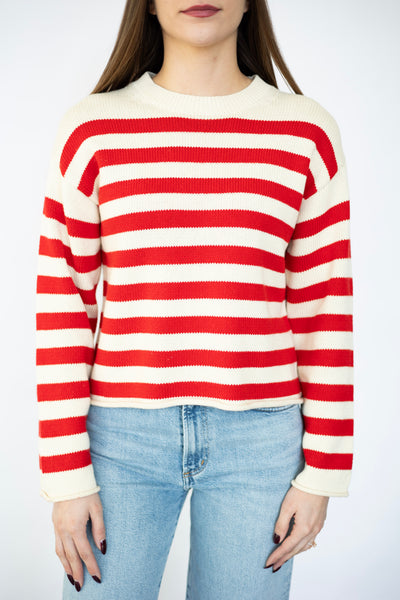 Women's red, striped sweater