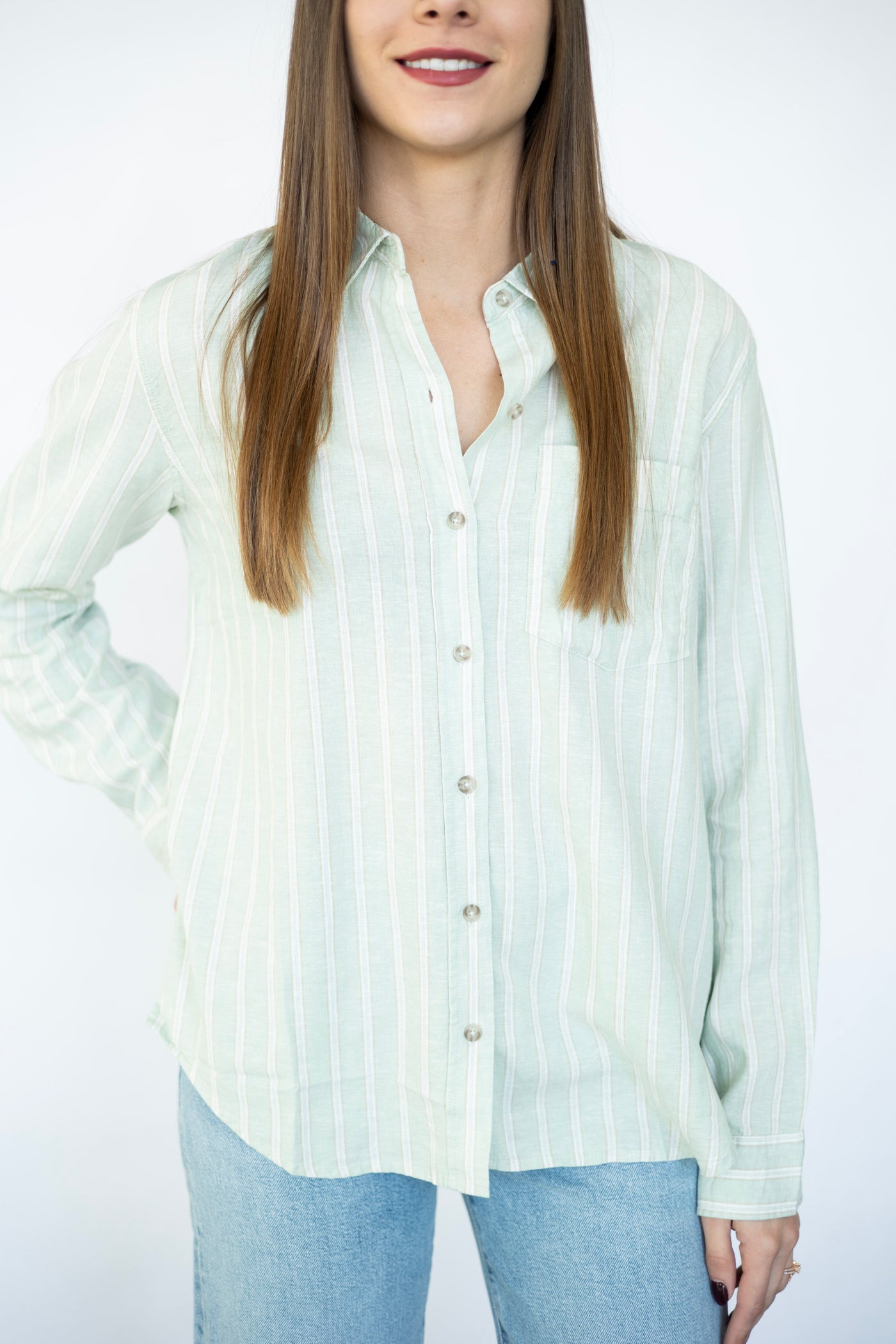 Women's pastel button down