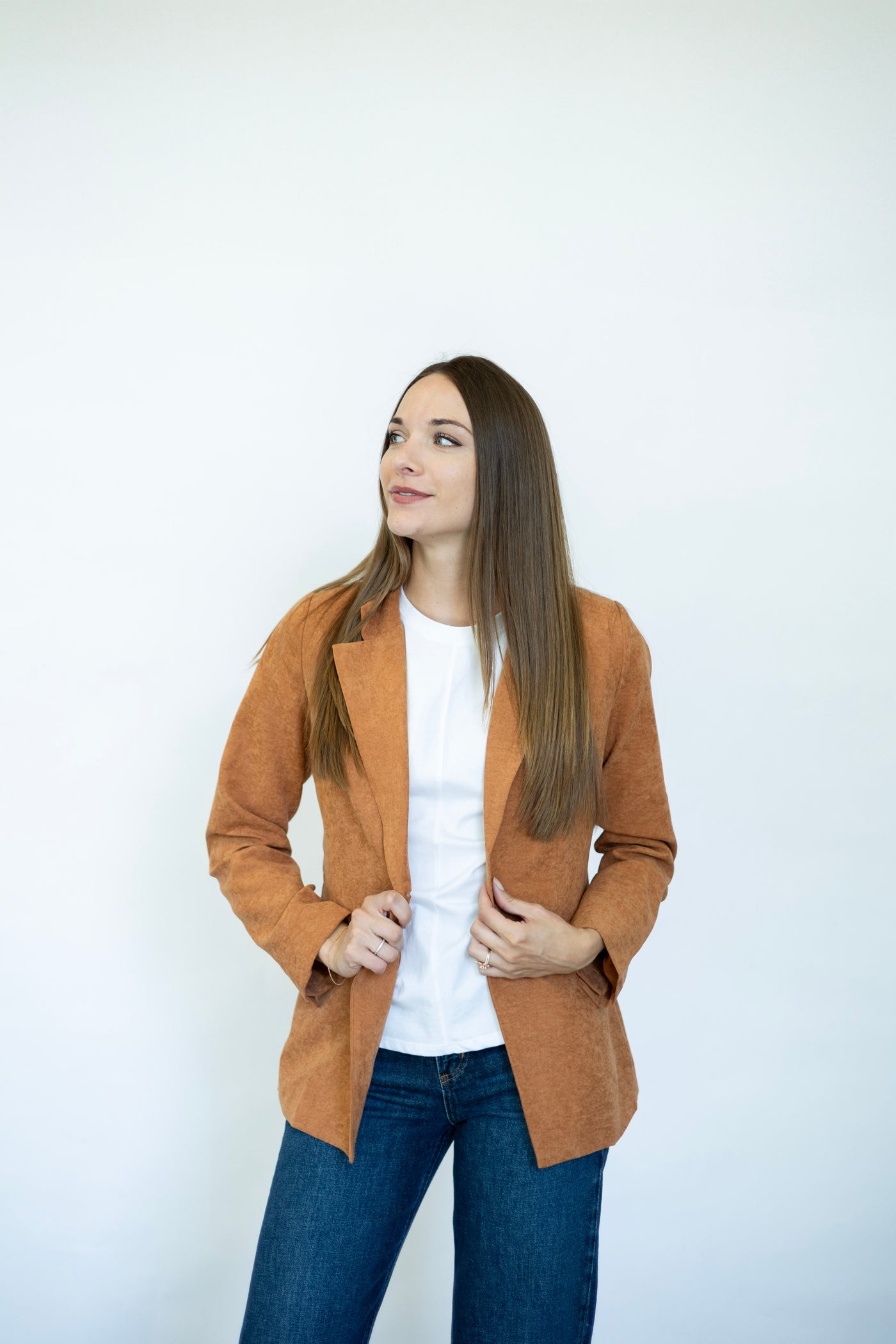 Orange, vintage washed, blazer for women