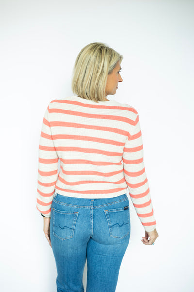 Pink and white striped sweater