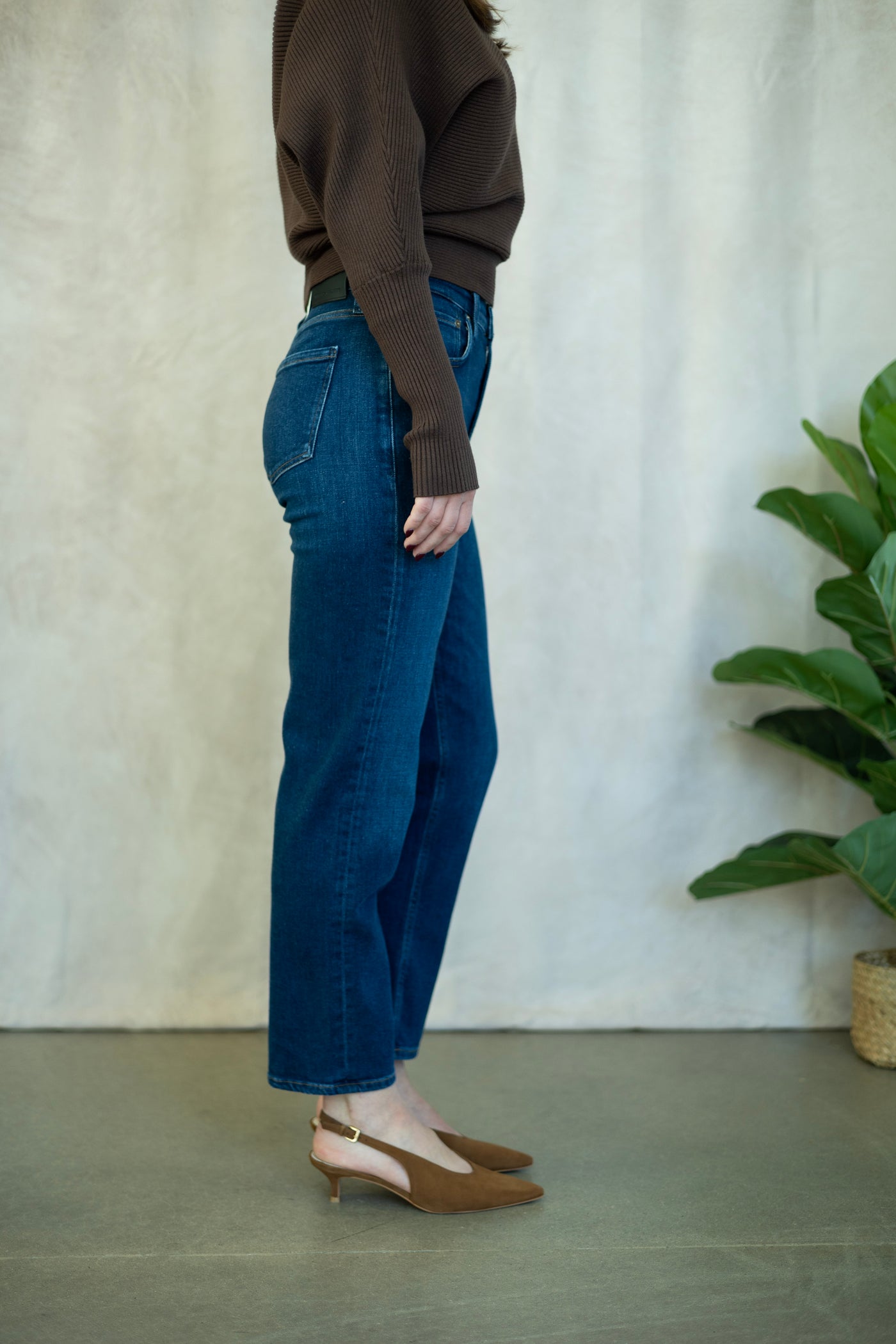 Medium wash, slim straight jean