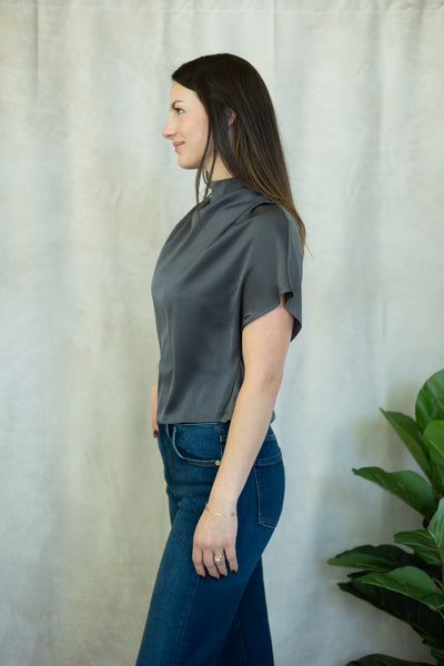 Gray, mock neck top