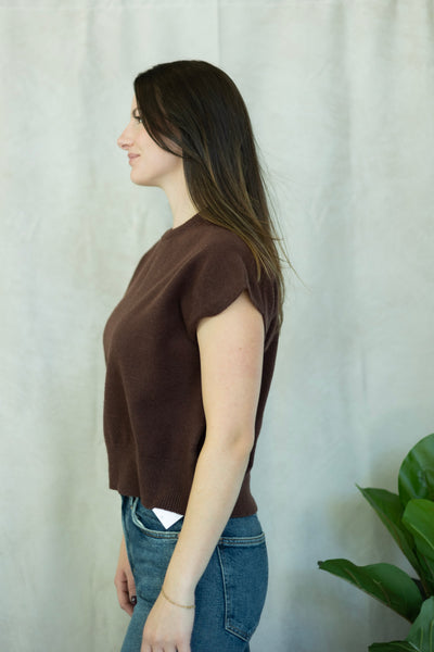 Cap sleeves brown sweater