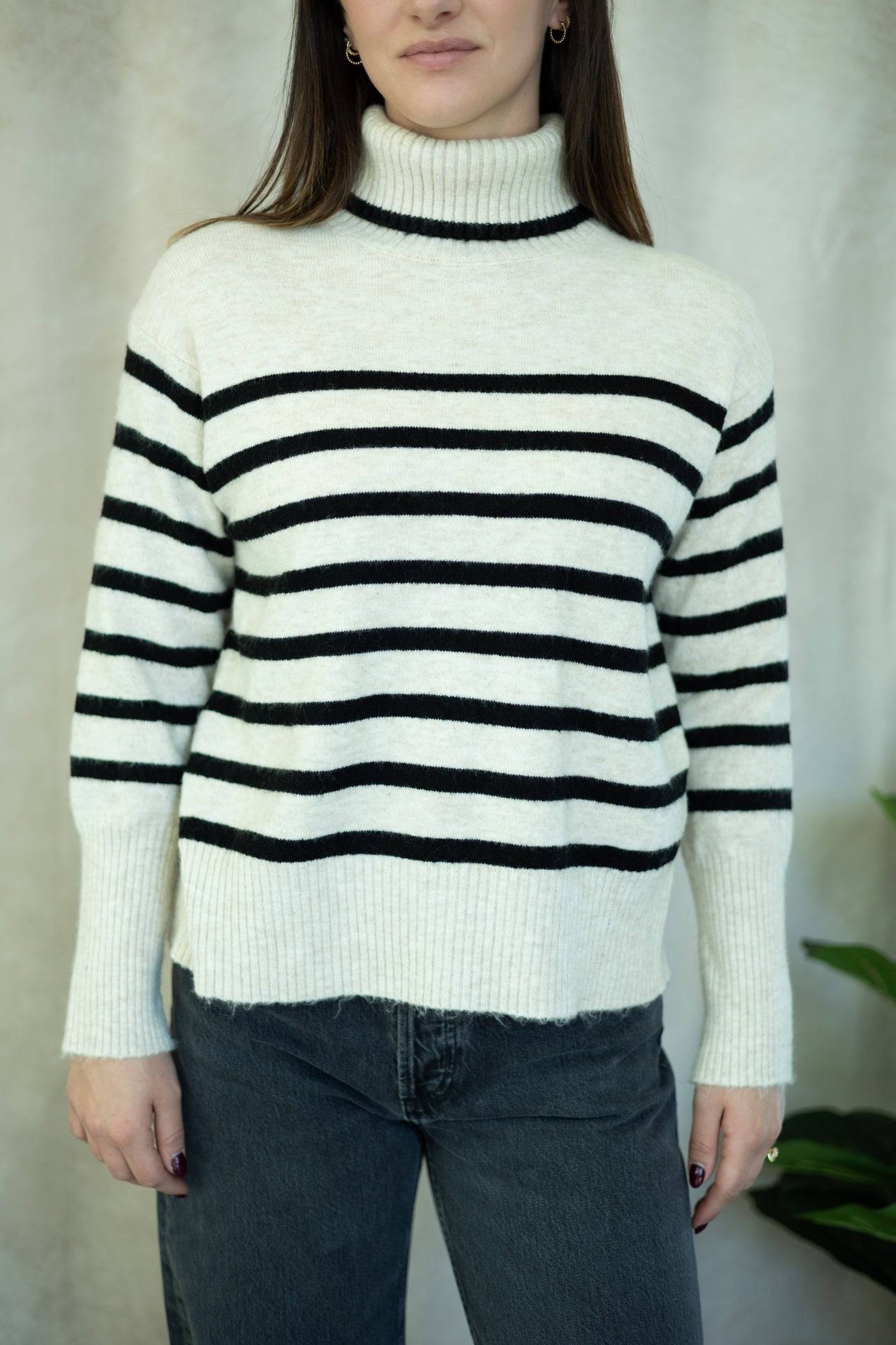 Striped turtleneck sweater