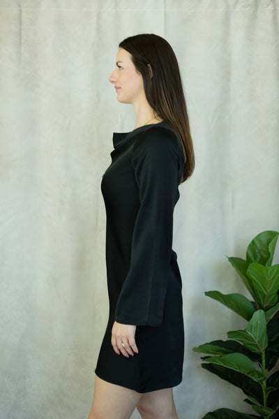 Classy cowl neck black dress