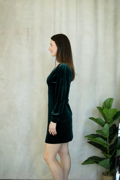 Deep V-Neck Velvet Mini Dress