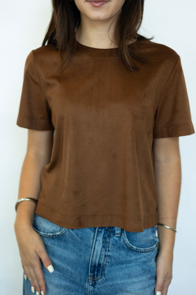 Suede short sleeve top