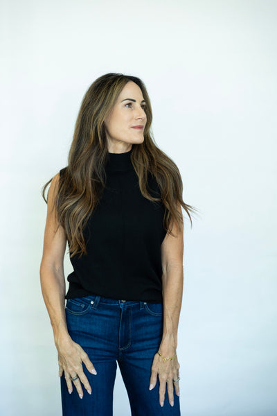 Mock neck sweater tank