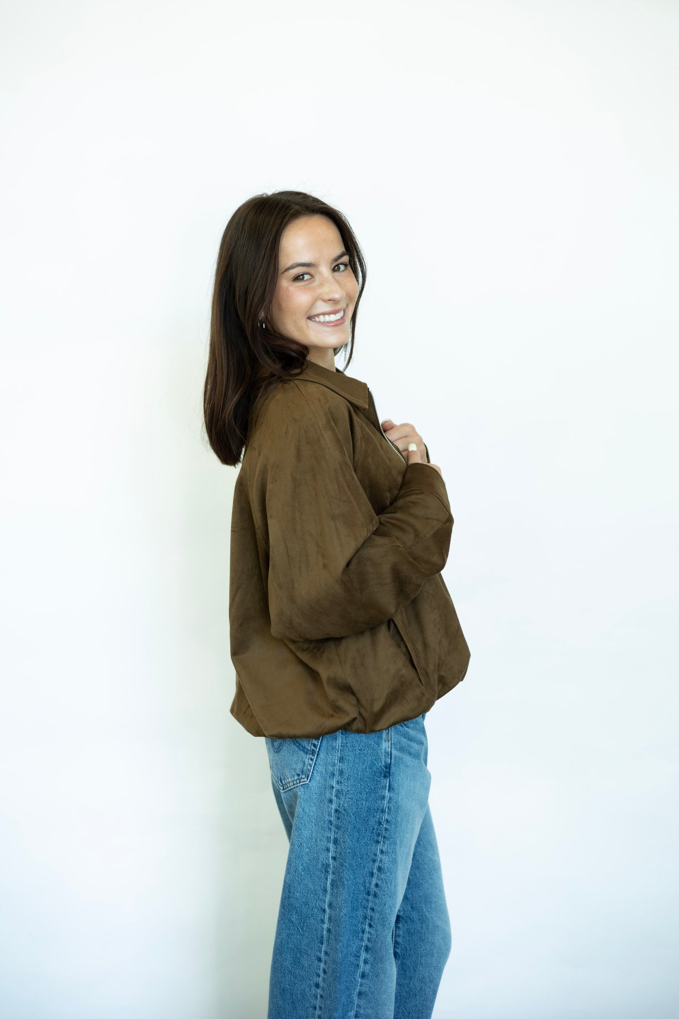 Suede bomber jacket