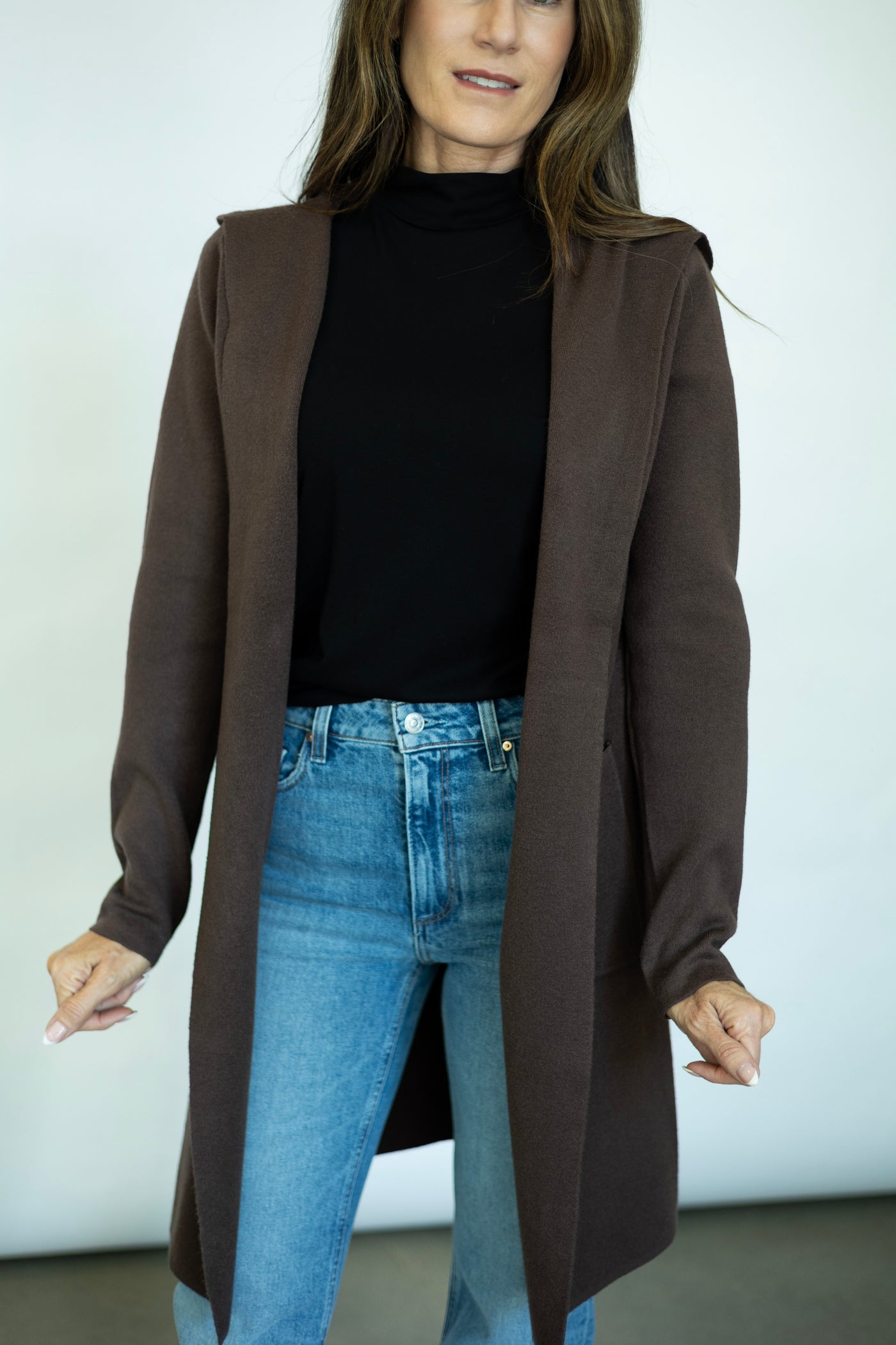 Long brown cardigan
