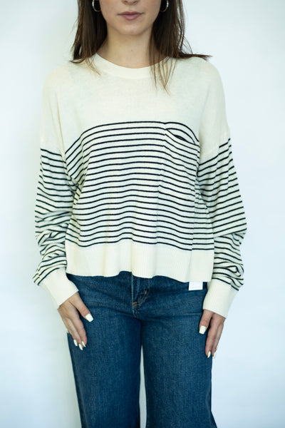 Black striped light sweater