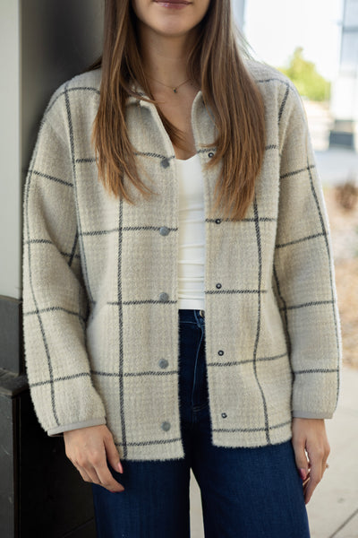 Cream plaid shacket