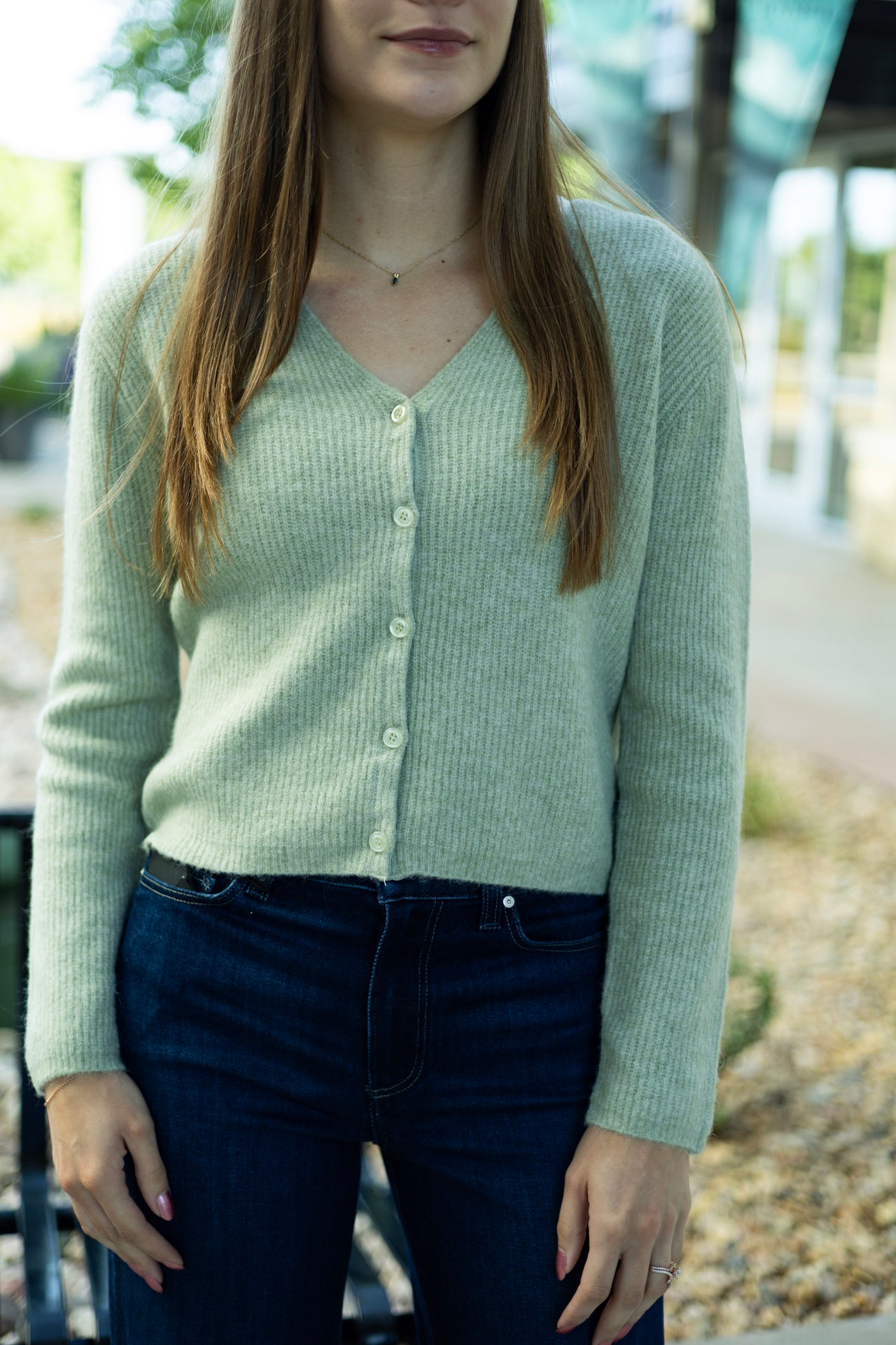 Light green cardigan