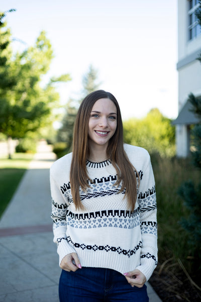 Aztec print women's sweater