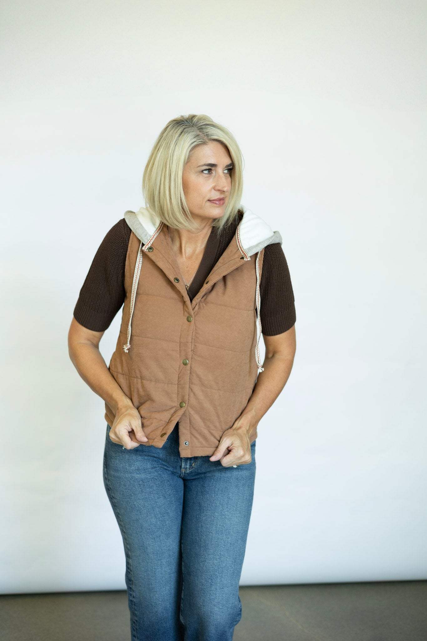Contrast Trim Puffer Vest