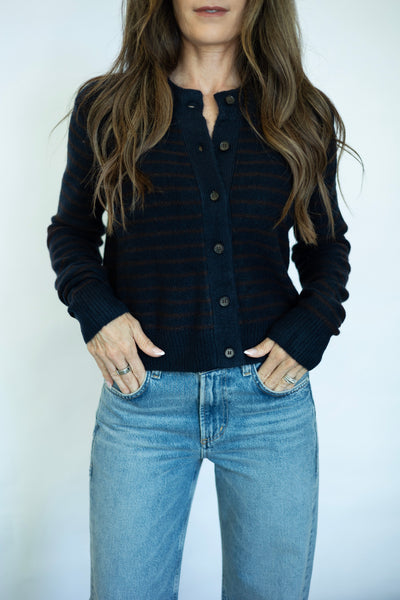 Striped Button Up Cardigan