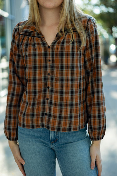 Button Down Plaid Top