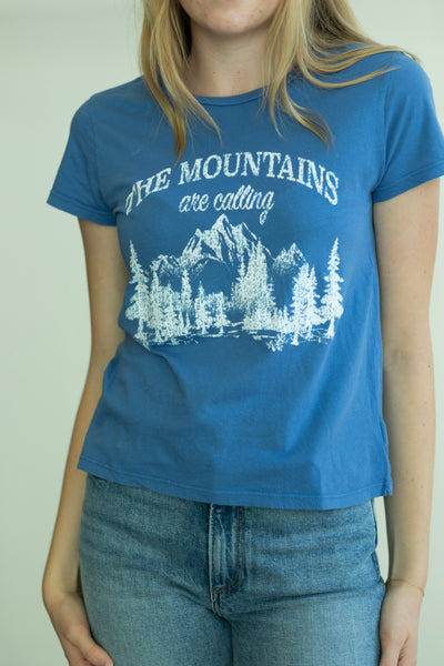 The Mountains Are Calling Flocked Tee