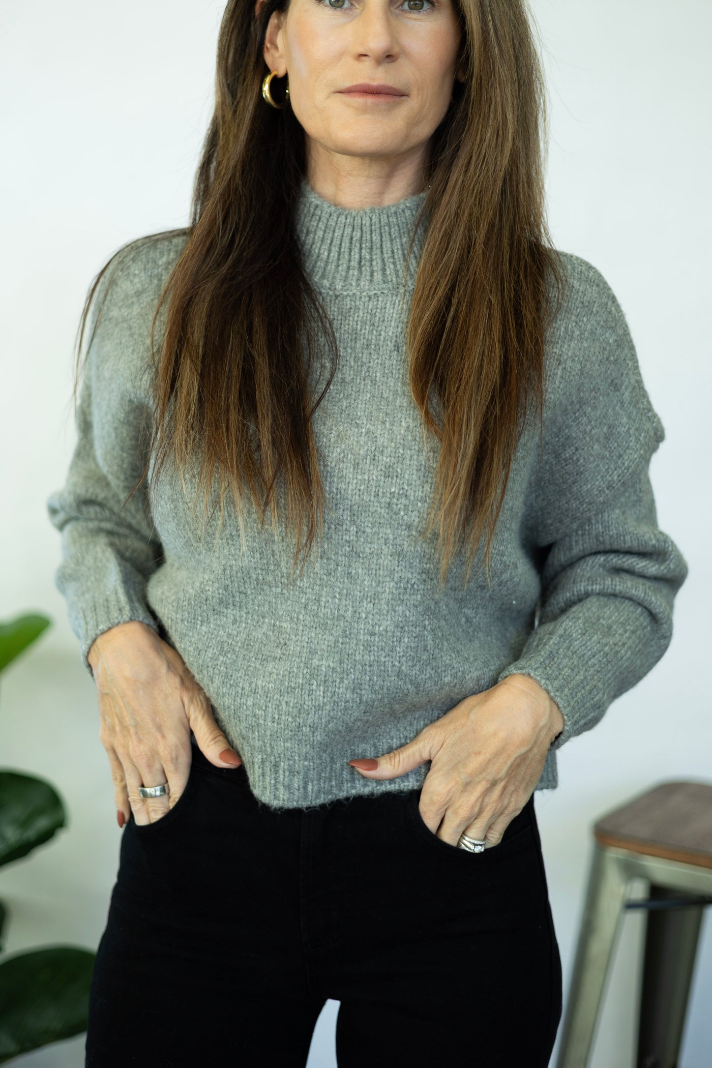 Gray mock neck sweater