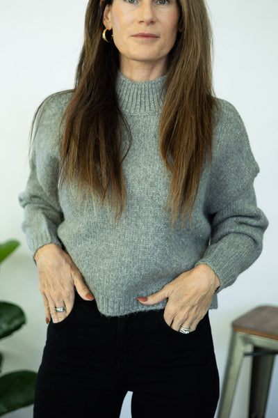 Gray mock neck sweater