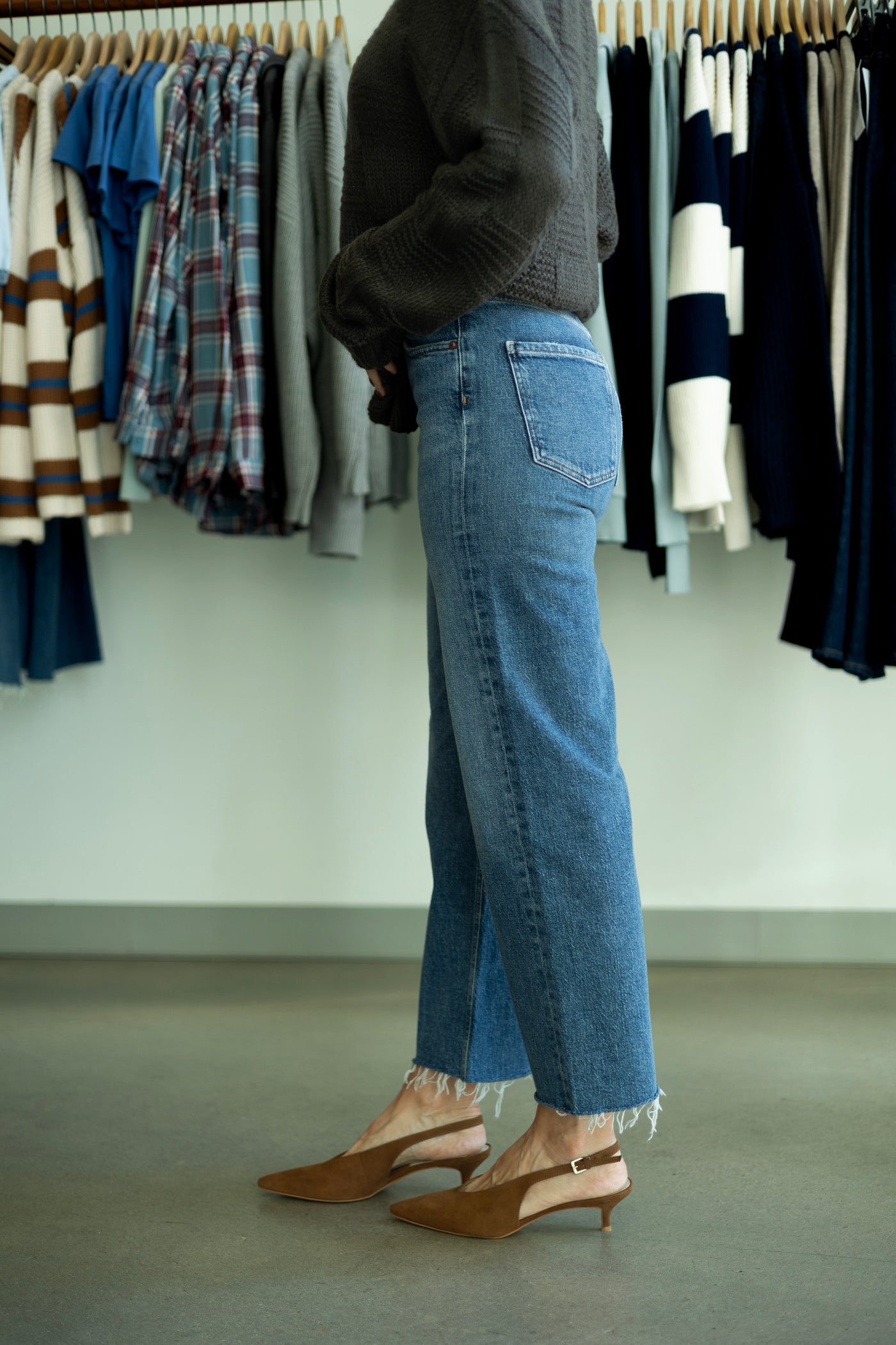 Medium wash, straight leg jeans from Agolde