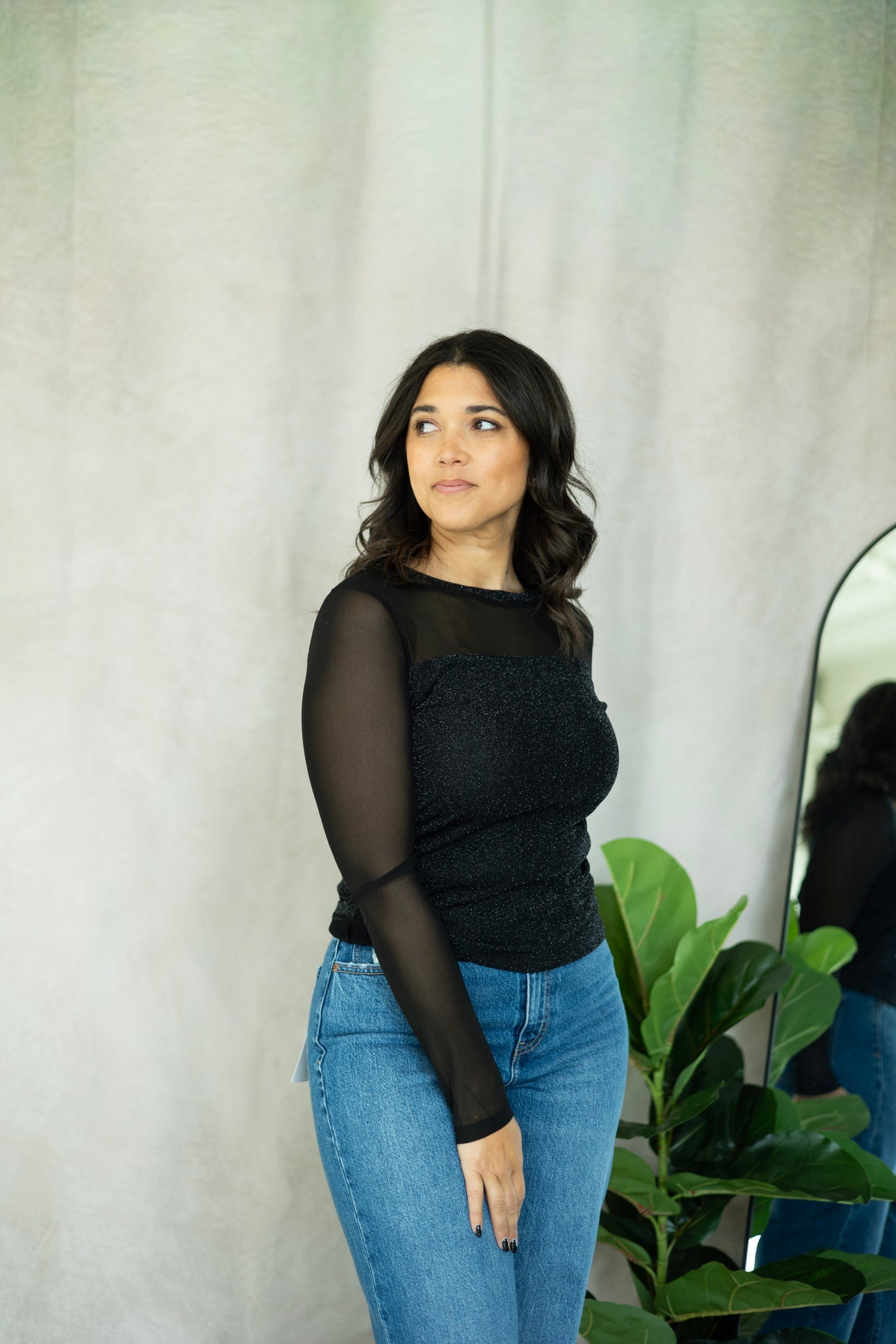 Sparkle Mesh Crew Tee