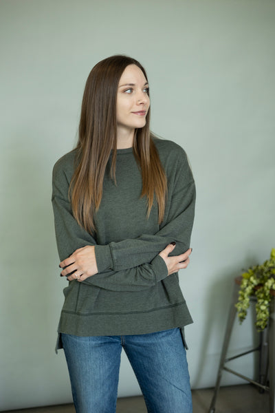 Cozy green long sleeve shirt for women