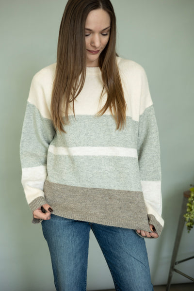 Oversized, color block sweater for women