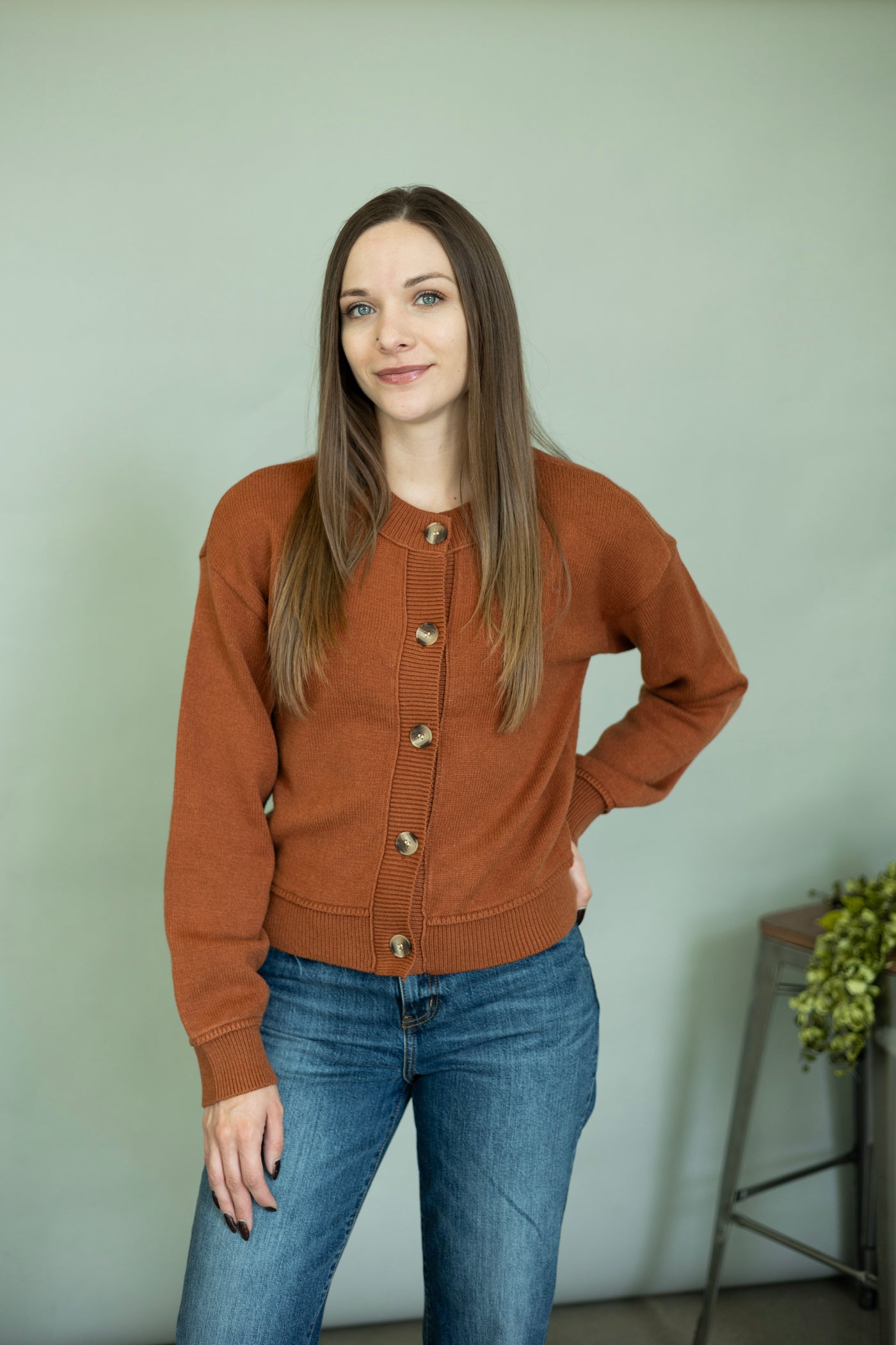 Orange cardigan sweater