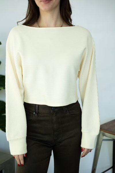 Cream, boat neck sweater