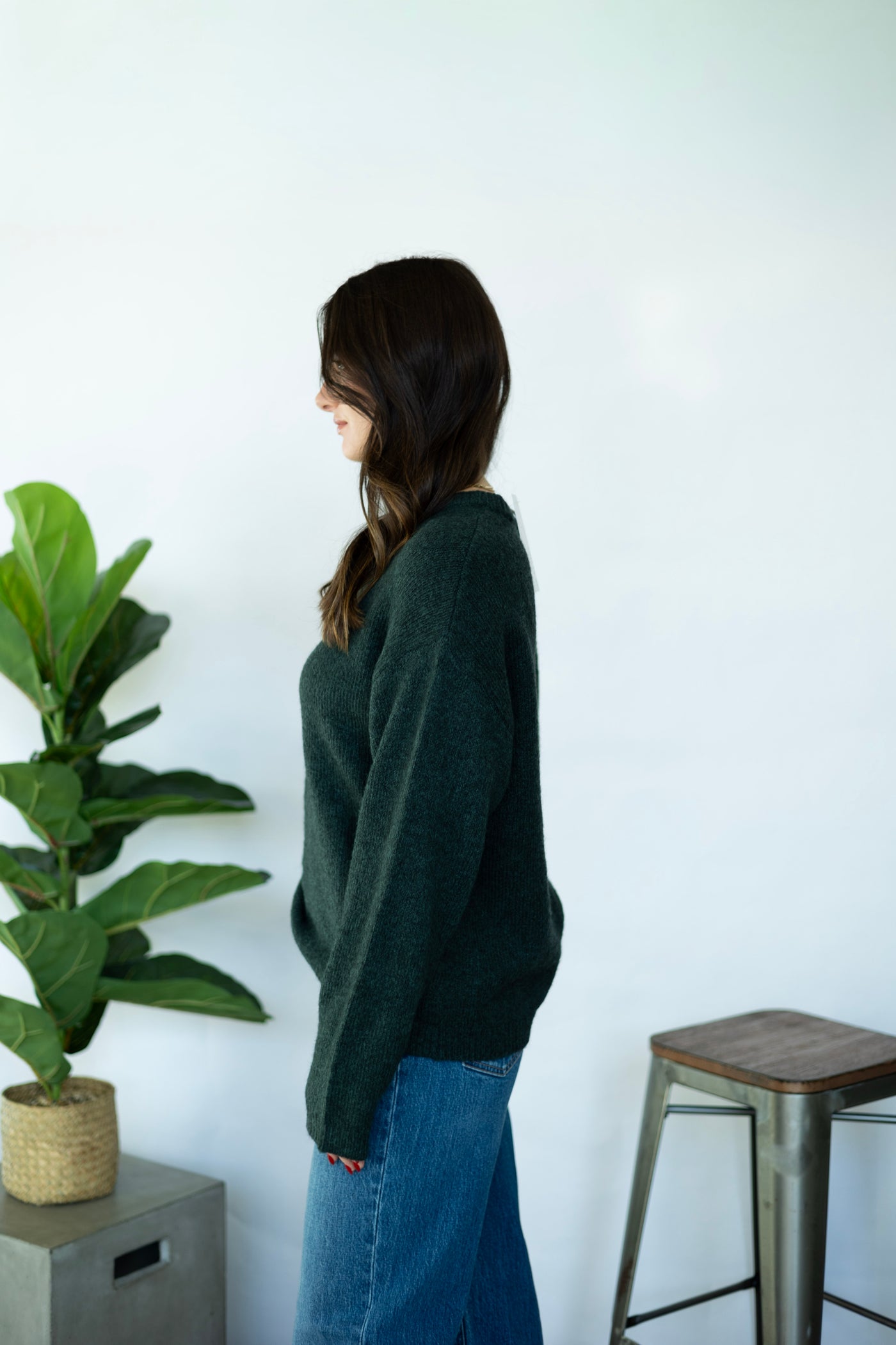 Oversized green sweater for women