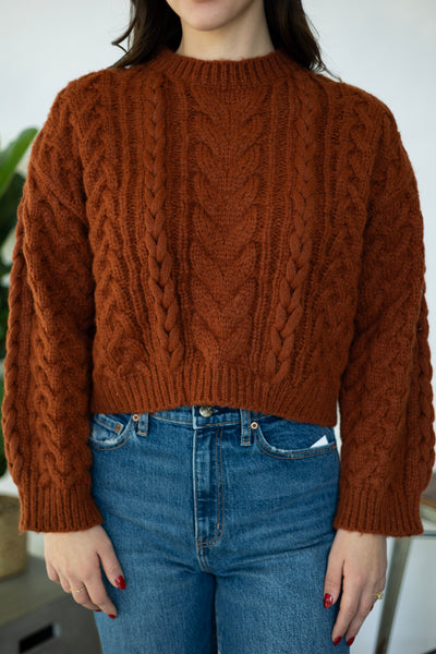 Rust color cable knit sweater