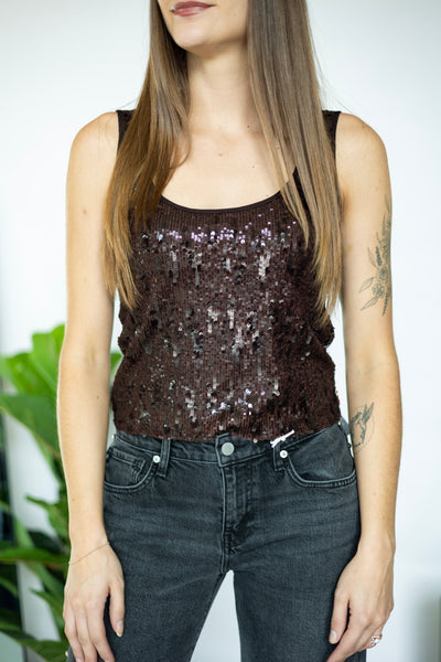 Brown sequin top