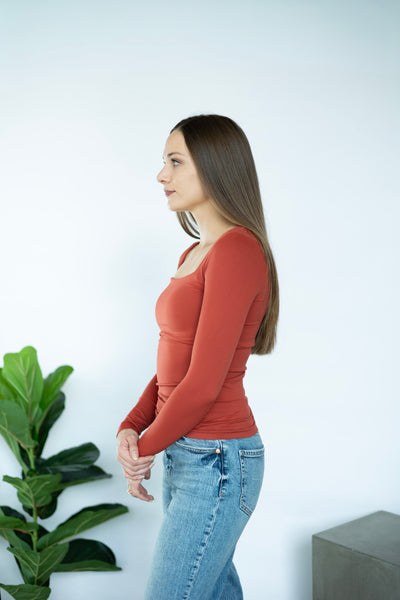 Clean Line Square Neck LS Top