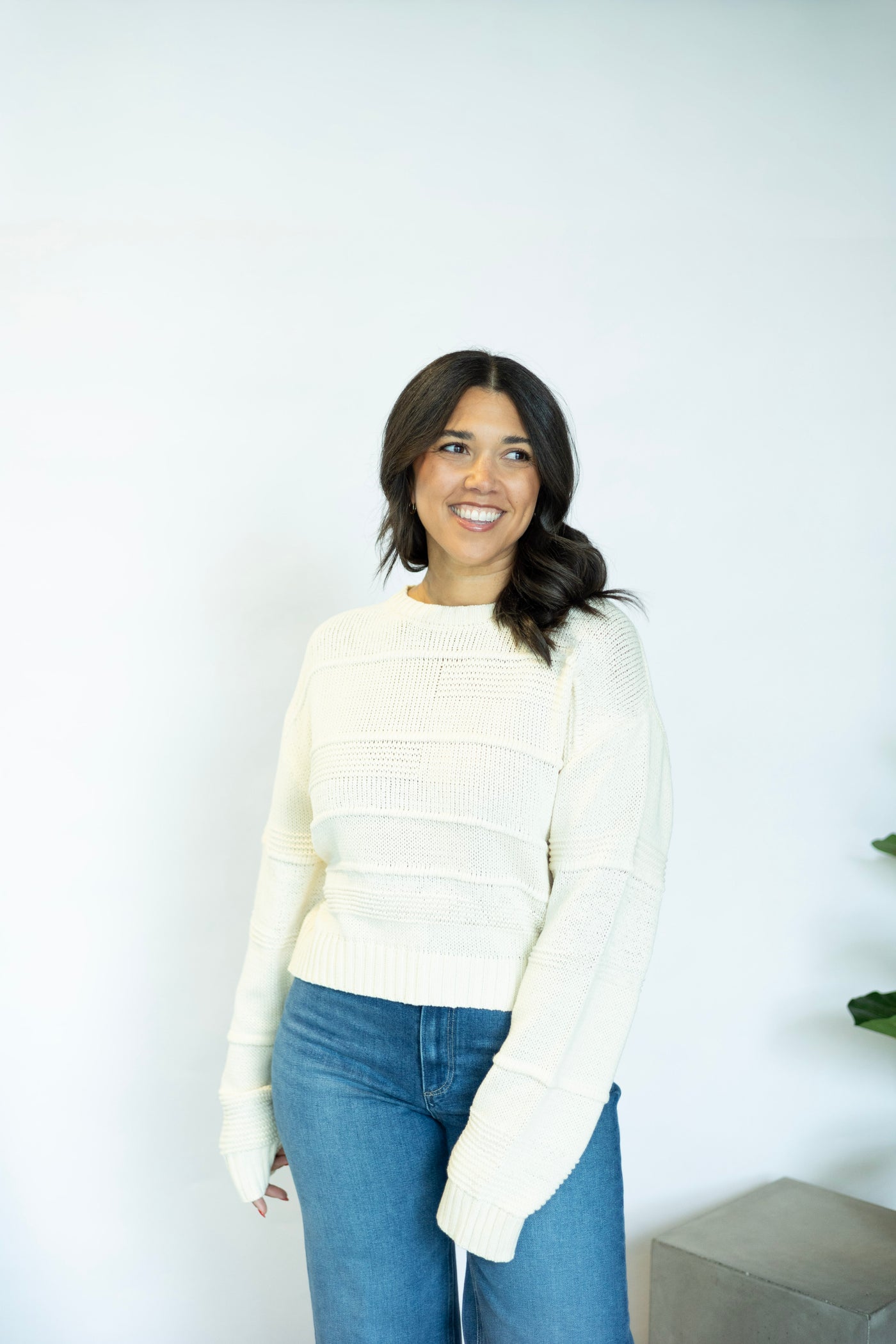Cassi Textured Shadow Stripe Sweater