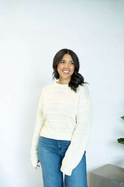 Cassi Textured Shadow Stripe Sweater