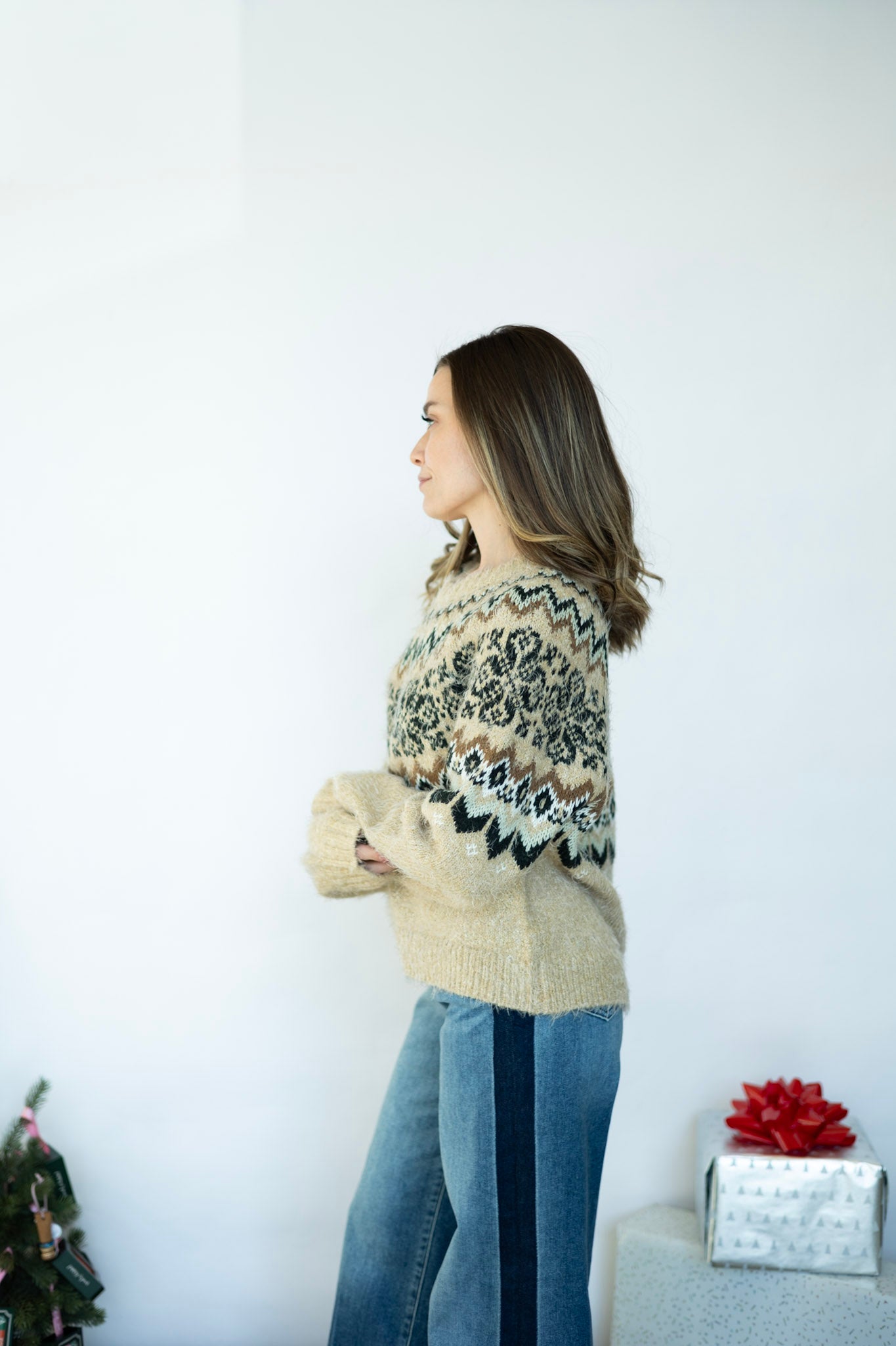 Cozy patterned sweater for women