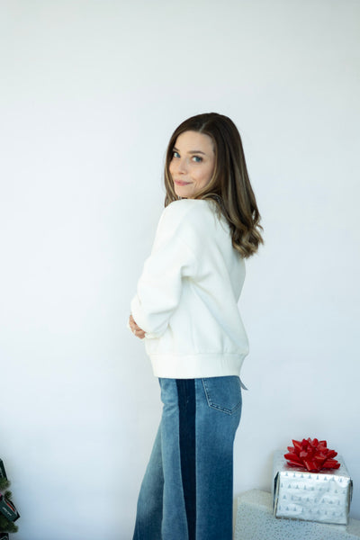 Split neck, ribbed pullover