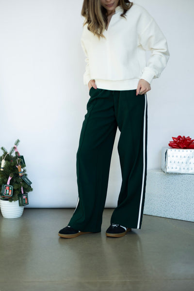 Dark green track pants for women