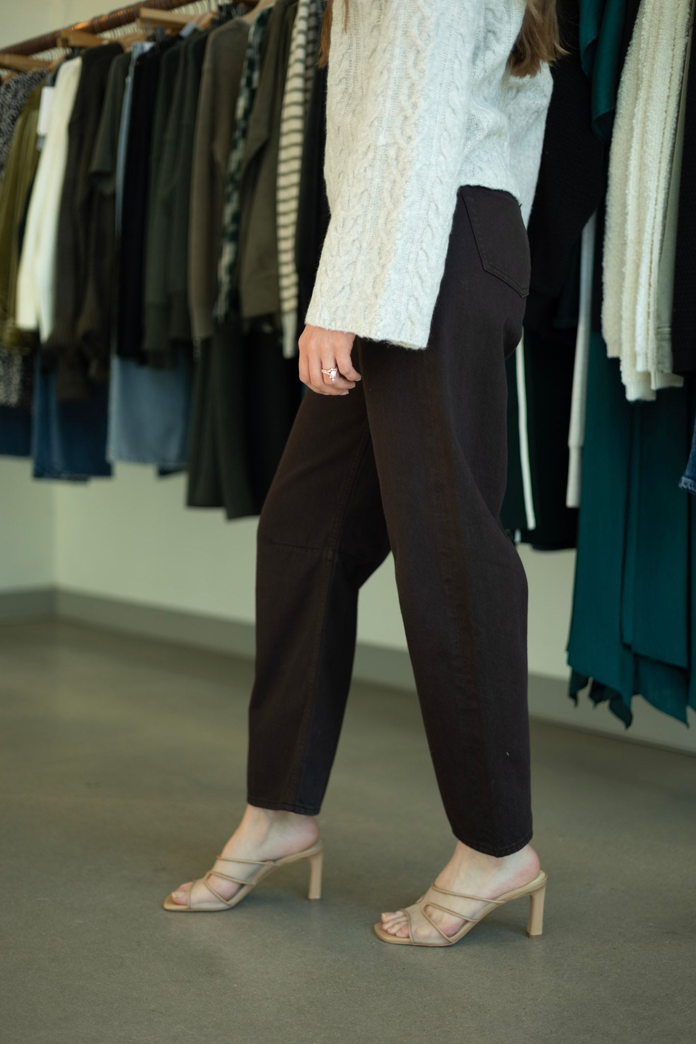 Brown barrel leg jean