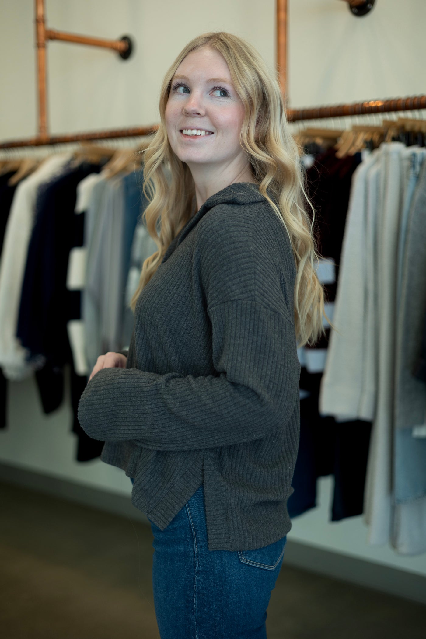 Cozy, ribbed, casual long sleeve 