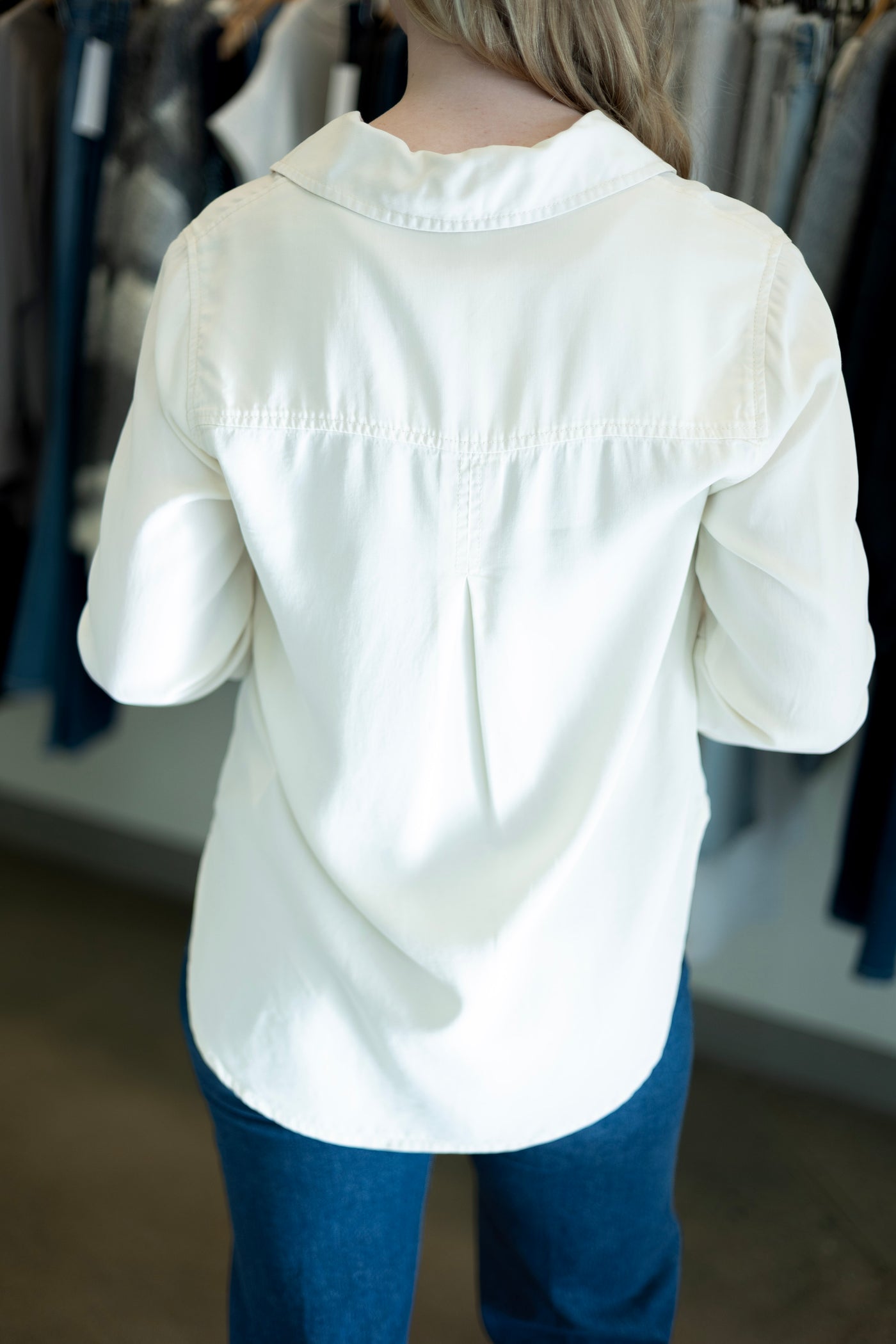 Tencel button down shirt for women