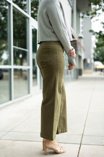 Olive green wide leg pants