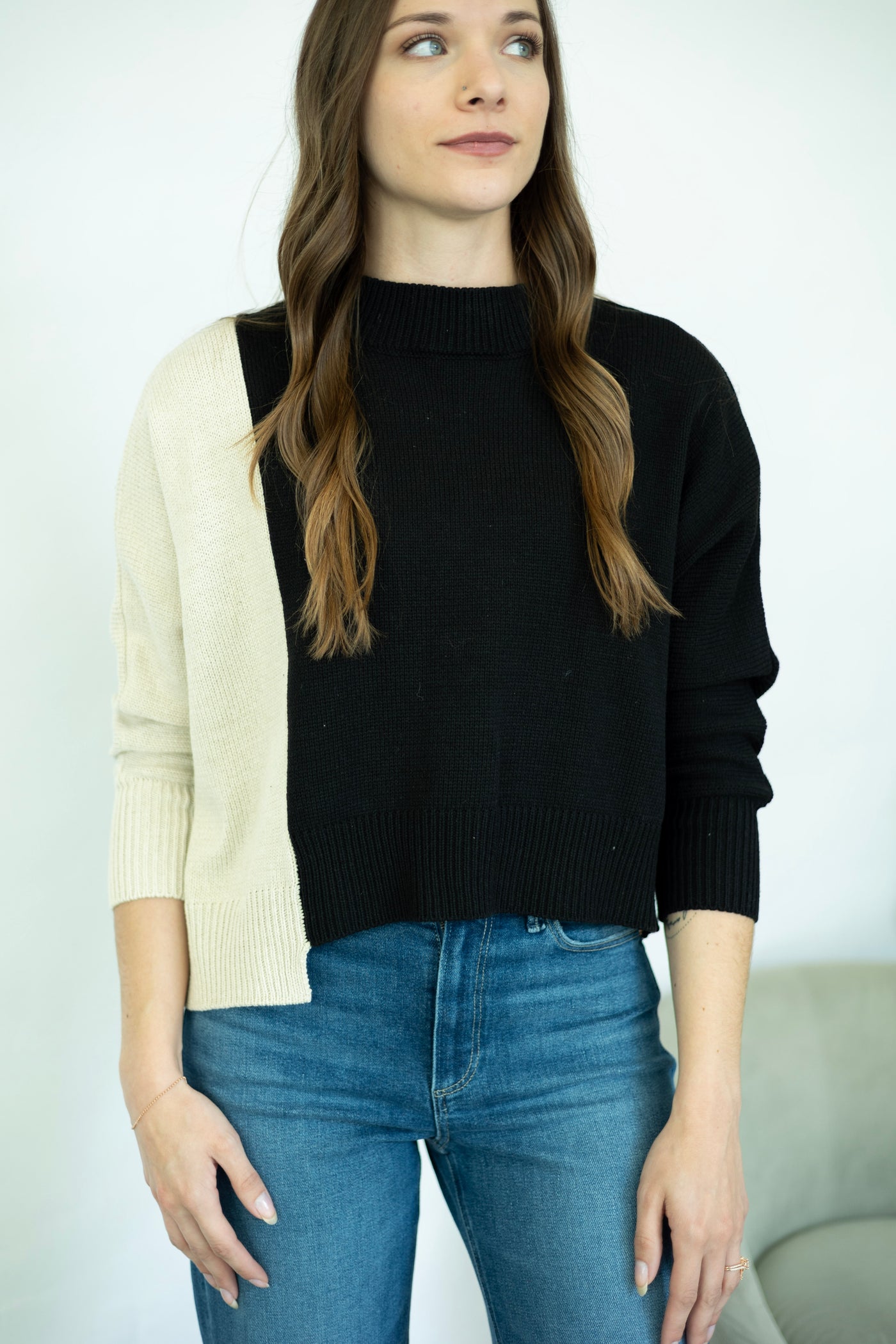 Color block sweater for women