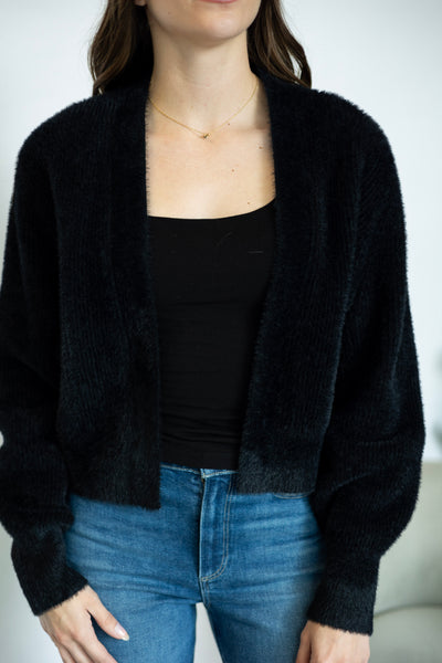 Black eyelash cardigan