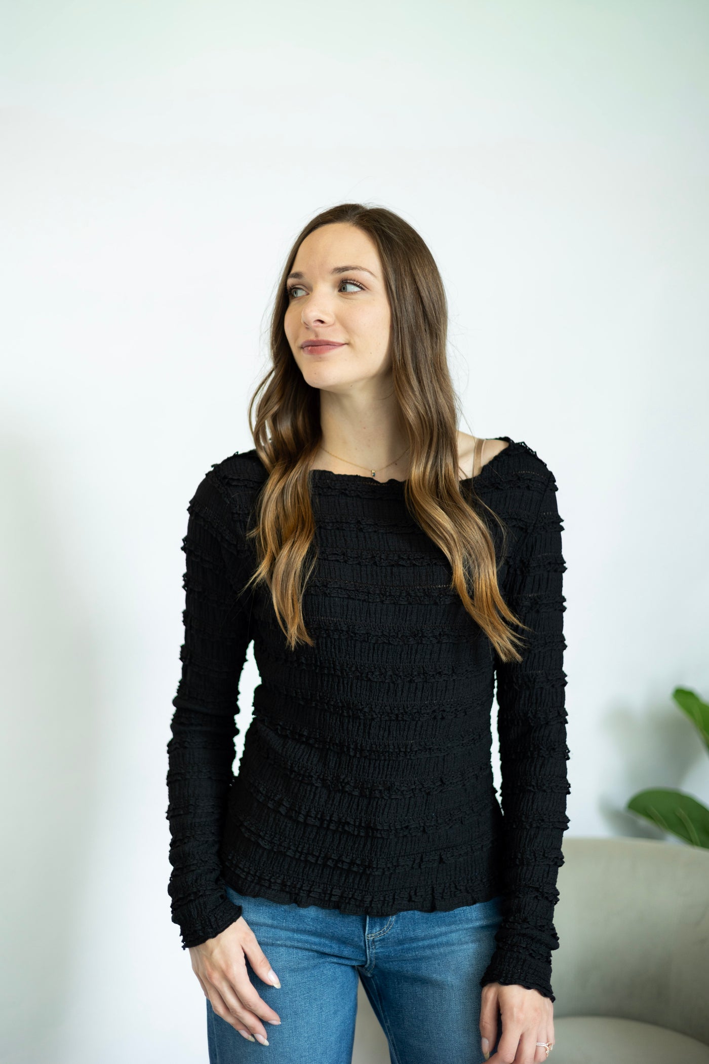 Long Sleeve Layered Ruffle Lace Top